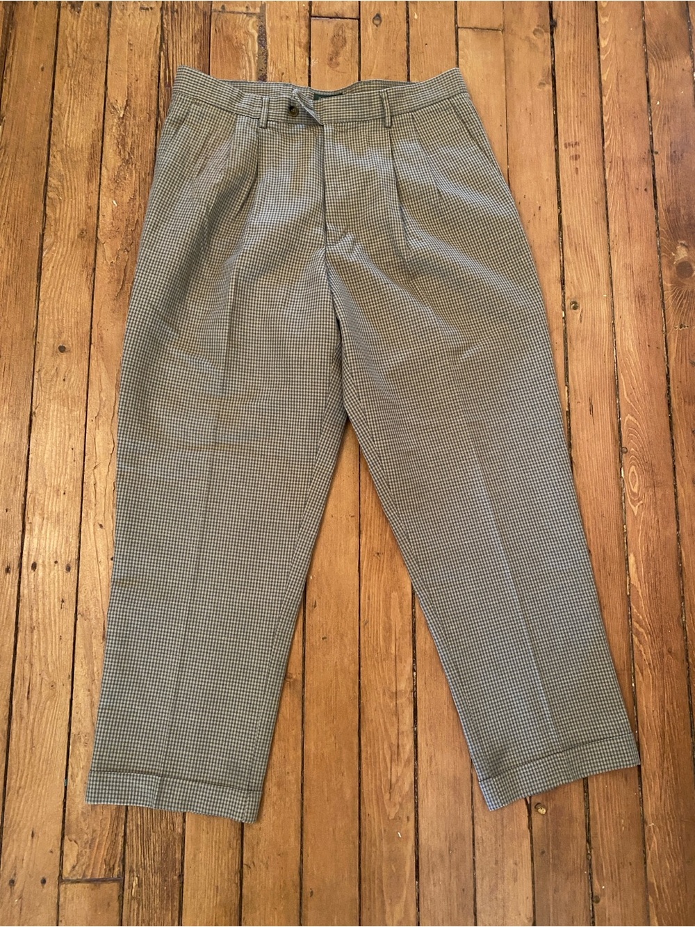Vintage Dockers linen/cotton Check Dress Pants - Green 36/30